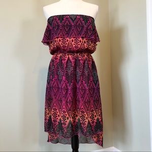 Strapless Colorful High Low Summer Dress